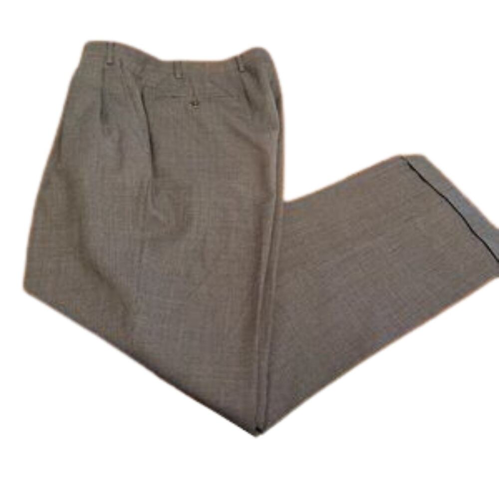 Canali Wool Tweed Dress Pants Men’s 36x30 Brown Pleated Cuffed Italy